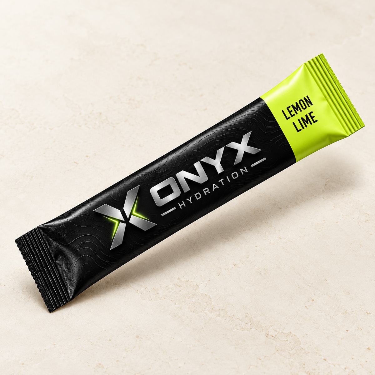 Onyx Lemon-Lime single-serve stick pack — packaging concept